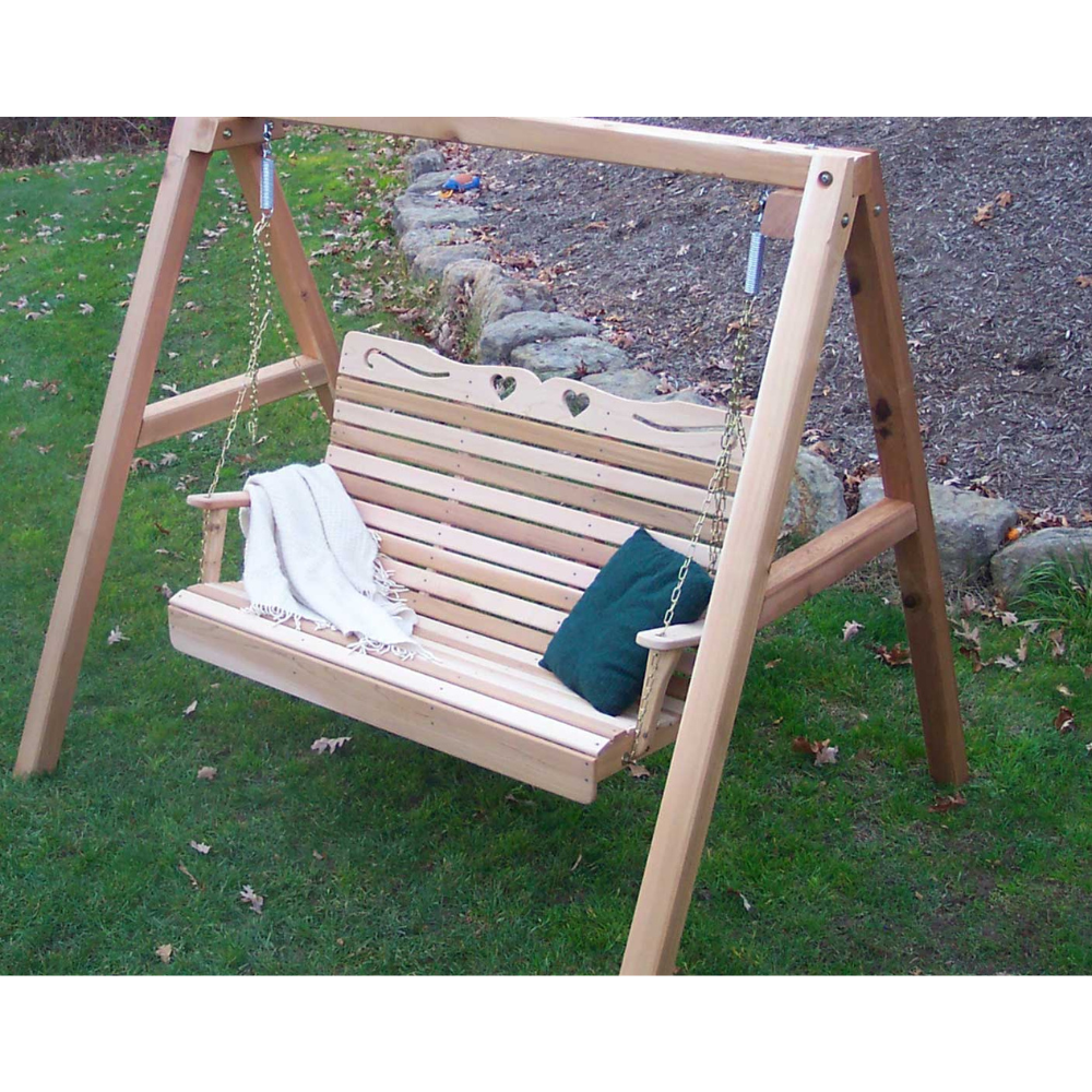 Creekvine Designs Cedar Royal Country Hearts Porch Swing with Stand