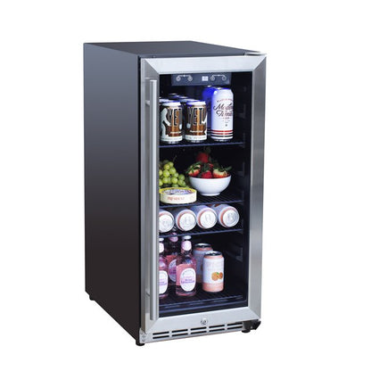 TrueFlame 15-Inch 3.2 Cu. Ft. Outdoor Rated Refrigerator with Glass Door (AMD-RFR-15G)