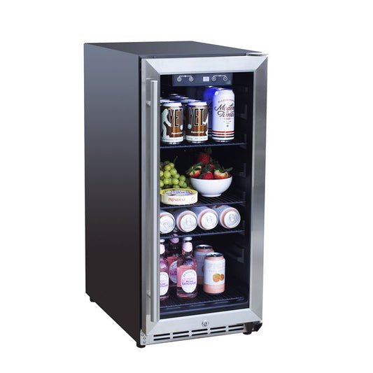 TrueFlame 15-Inch 3.2 Cu. Ft. Outdoor Rated Refrigerator with Glass Door (AMD-RFR-15G)