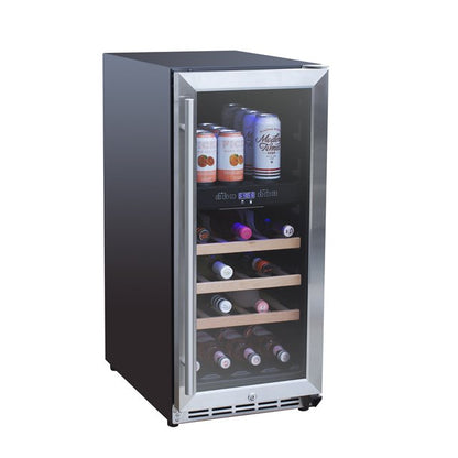TrueFlame 15-Inch 3.2 Cu. Ft. Outdoor Rated Dual Zone Wine Cooler (AMD-RFR-15WD)