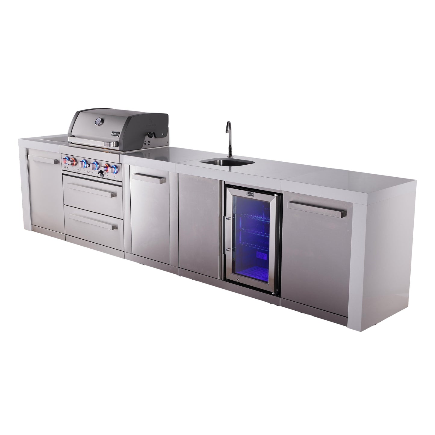 Mont Alpi 400 Deluxe BBQ Grill Island with Beverage Center & Extra Storage - MAi400-DBEVXL