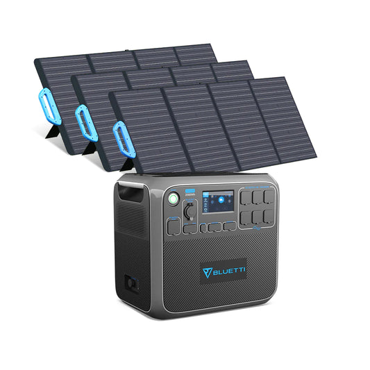 BLUETTI AC200P 2,000W/2,000Wh + 3 Mono Solar Panels - Complete Solar Kit