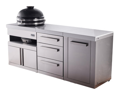 Mont Alpi Stainless Steel 18" Universal Kamado Grill Module with Extra Drawer Slides & Extra Storage Cabinet Modules - MA-KAMDRXL