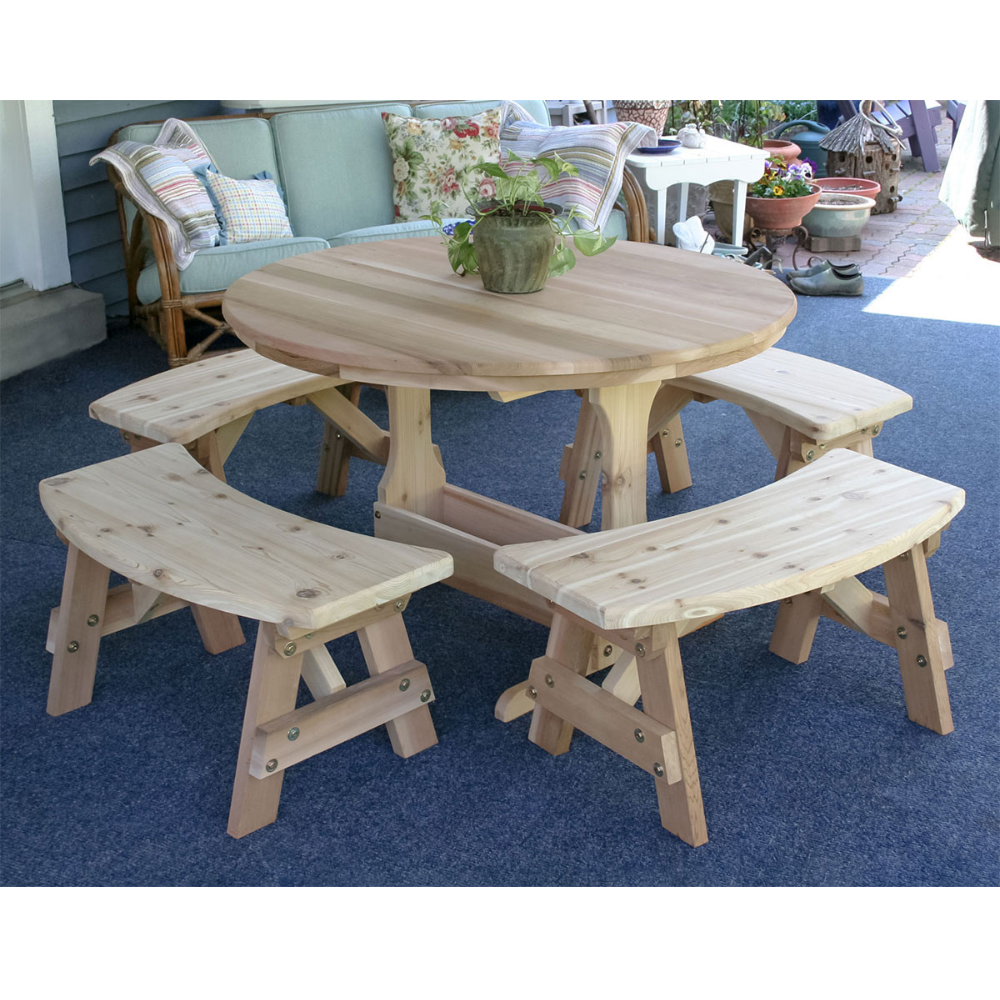 Creekvine Designs Cedar Round Trestle Dining Set