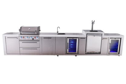 Mont Alpi 400 Deluxe BBQ Grill Island with Beverage Center, Kegerator, Extra Storage & Fridge - MAi400-DKEGBEVFCXL