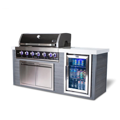 Mont Alpi Artwood 6-Burner Black Stainless Steel BBQ Grill Island - MA805-AWBSS