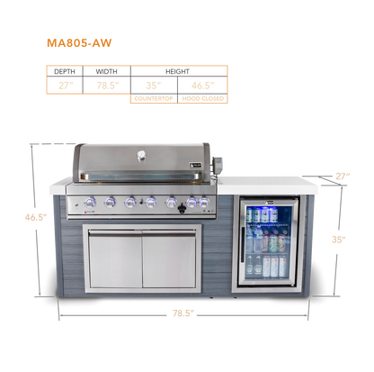 Mont Alpi Artwood 6-Burner Stainless Steel BBQ Grill Island - MA805-AW