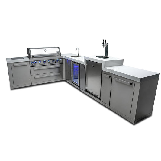 Mont Alpi 805 BBQ Grill Island with L-Shape, Kegerator & Beverage Center - MAi805-90KEGBEV