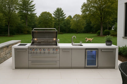 Mont Alpi 805 Deluxe BBQ Grill Island with Beverage Center & Extra Storage - MAi805-DBEVXL