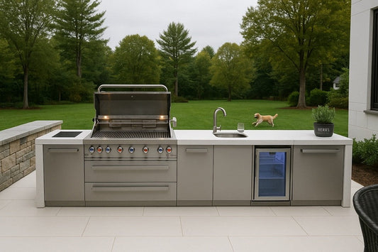 Mont Alpi 805 Deluxe BBQ Grill Island with Beverage Center & Extra Storage - MAi805-DBEVXL