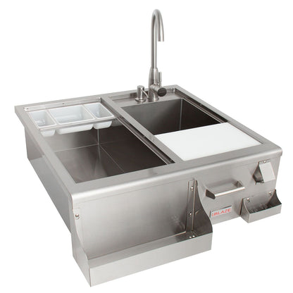 Blaze Beverage Center with Sink, Condiment Tray & Ice Bin Cooler (BLZ-30CKT-SNK)