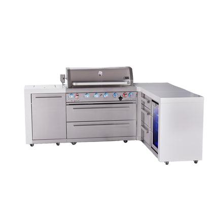 Mont Alpi 805 Deluxe BBQ Grill Island with L-Shape, Extra Drawer Storage & Fridge - MAi805-D90FCDR