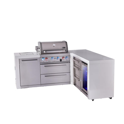 Mont Alpi 400 Deluxe BBQ Grill Island with L-Shape, Extra Drawer Storage & Fridge - MAi400-D90FCDR