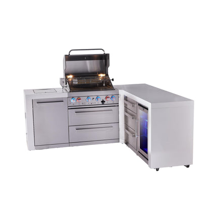 Mont Alpi 400 Deluxe BBQ Grill Island with L-Shape, Extra Drawer Storage & Fridge - MAi400-D90FCDR