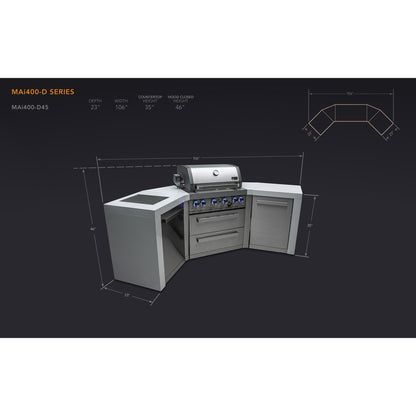 Mont Alpi 400 Deluxe BBQ Grill Island with V-Shape - MAi400-D45