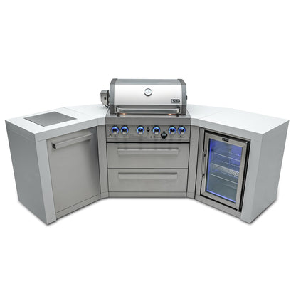 Mont Alpi 400 Deluxe BBQ Grill Island with V-Shape & Fridge Cabinet - MAi400-D45FC