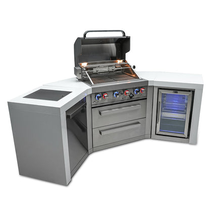 Mont Alpi 400 Deluxe BBQ Grill Island with V-Shape & Fridge Cabinet - MAi400-D45FC