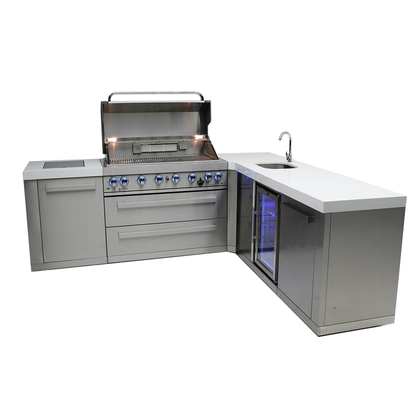 Mont Alpi 805 BBQ Grill Island with L-Shape & Beverage Center - MAi805-90BEV