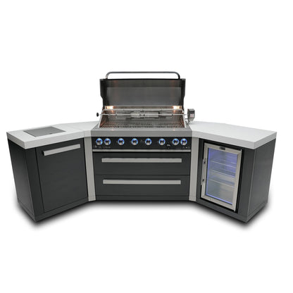 Mont Alpi 805 Black Stainless Steel BBQ Grill Island with V-Shape & Fridge - MAi805-BSS45FC