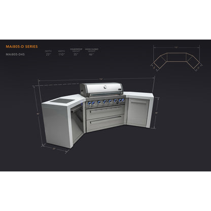 Mont Alpi 805 Deluxe BBQ Grill Island with V-Shape - MAi805-D45