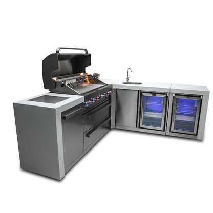 Mont Alpi 805 Deluxe BBQ Grill Island with L-Shape Beverage Center & Fridge - MAi805-D90BEVFC