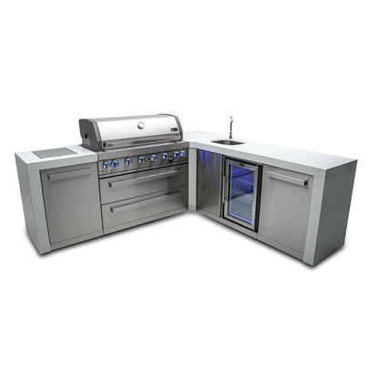 Mont Alpi 805 Deluxe BBQ Grill Island with L-Shape & Beverage Center - MAi805-D90BEV