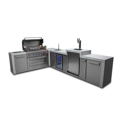 Mont Alpi 805 Deluxe BBQ Grill Island with L-Shape, Kegerator & Beverage Center - MAi805-D90KEGBEV