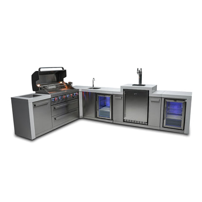 Mont Alpi 805 Deluxe BBQ Grill Island with L-Shape, Kegerator, Beverage Center & Fridge Cabinet - MAi805-D90KEGBEVFC