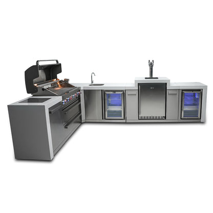 Mont Alpi 805 Deluxe BBQ Grill Island with L-Shape, Kegerator, Beverage Center & Fridge Cabinet - MAi805-D90KEGBEVFC