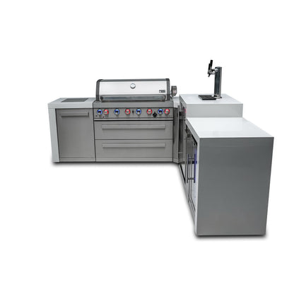 Mont Alpi 805 Deluxe BBQ Grill Island with L-Shape, Kegerator & Fridge Cabinet - MAi805-D90KEGFC