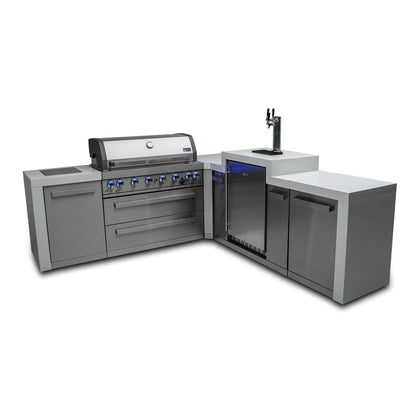 Mont Alpi 805 Deluxe BBQ Grill Island with L-Shape & Kegerator - MAi805-D90KEG