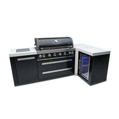 Mont Alpi 805 Black Stainless Steel BBQ Grill Island with L-Shape & Fridge Cabinet - MAi805-BSS90FC