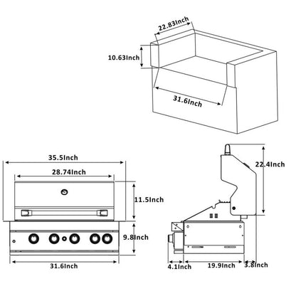 Mont Alpi 400 Built-In Gas Grill - MABI400