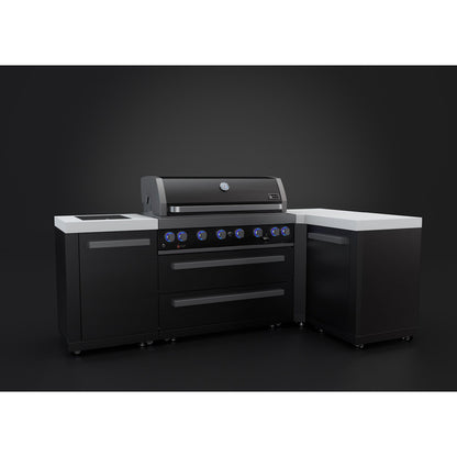 Mont Alpi 805 Black Stainless Steel BBQ Grill Island with L-Shape - MAi805-BSS90C