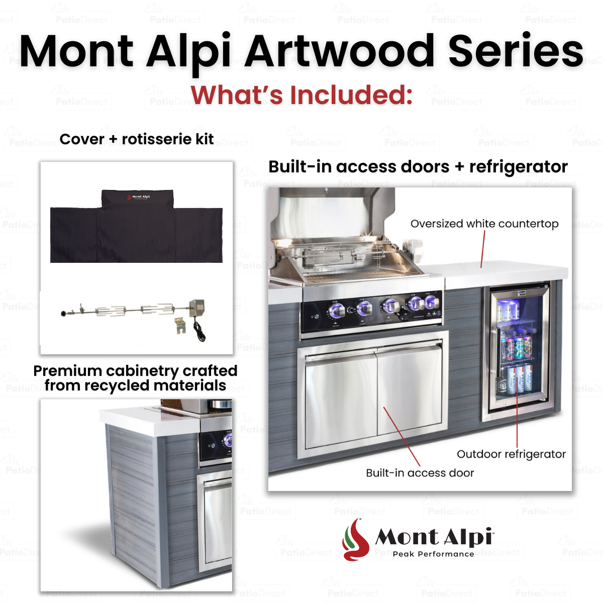 Mont Alpi Artwood 6-Burner Black Stainless Steel BBQ Grill Island - MA805-AWBSS