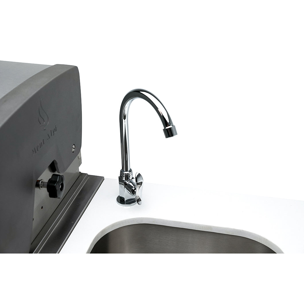 Mont Alpi 400 Deluxe BBQ Grill Island with L-Shape, Kegerator & Beverage Center - MAI400-D90KEGBEV