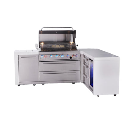 Mont Alpi 805 Deluxe BBQ Grill Island with L-Shape, Extra Drawer Storage & Fridge - MAi805-D90FCDR
