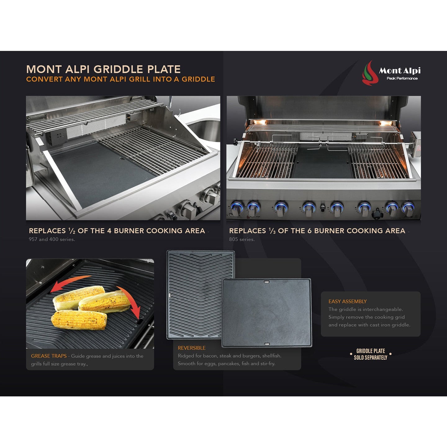 Mont Alpi 400 Deluxe BBQ Grill Island with L-Shape & Extra Storage - MAi400-D90XL