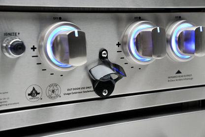 Mont Alpi 805 Black Stainless Steel BBQ Grill Island with Beverage Center, Extra Storage & Fridge - MAi805-BSSBEVFCXL