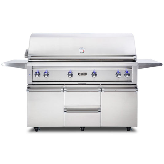 Viking 5 Series 54-Inch Stainless Steel Freestanding Grill with ProSear Burner & Rotisserie