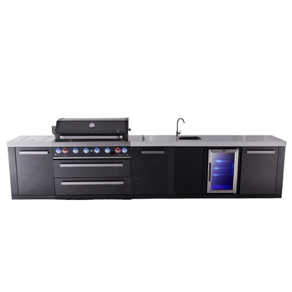 Mont Alpi 805 Black Stainless Steel BBQ Grill Island with Beverage Center & Extra Storage - MAi805-BSSBEVXL