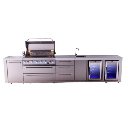 Mont Alpi 805 Deluxe BBQ Grill Island with Beverage Center, Extra Drawer Storage & Fridge - MAi805-DBEVFCDR